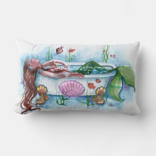 Mermaid Beauty in the Bath tub Lumbar Cushion (Front)