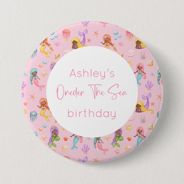 Mermaid Birthday 7.5 Cm Round Badge (Front)