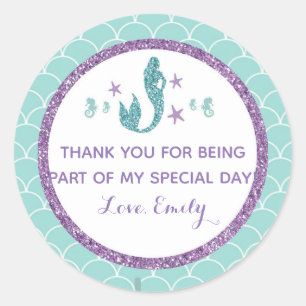Mermaid birthday baby shower gift favour label