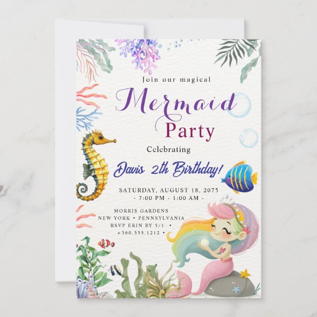 Mermaid Birthday Bash Invitation (Front)