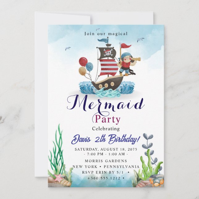 Mermaid Birthday Bash Invitation (Front)