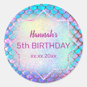 mermaid Birthday Classic Round Sticker