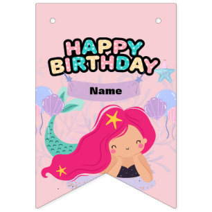 Mermaid Birthday Design bunting banner