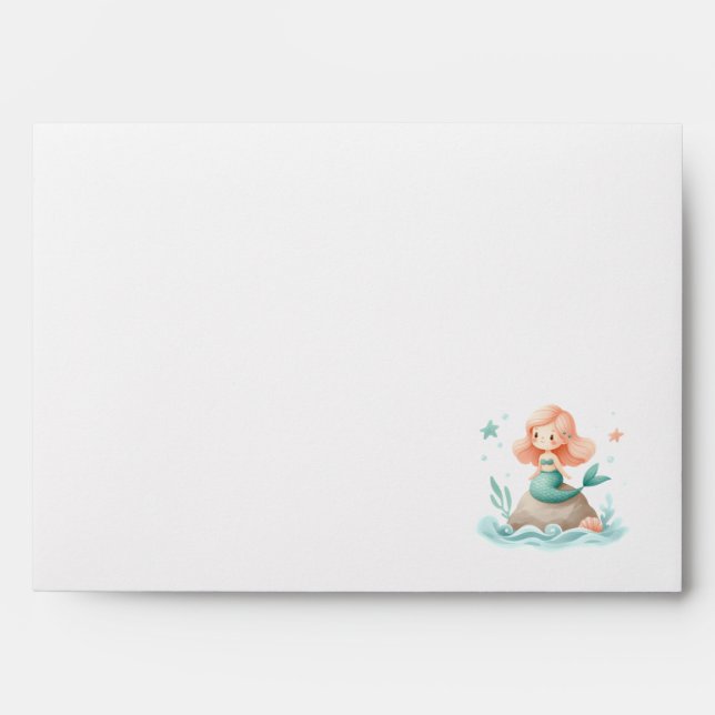 Mermaid Birthday Envelope for Girls Party (Front)