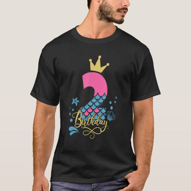 Mermaid Birthday Girl 2 Year Old Its My 2nd Bday M T-Shirt (Front)