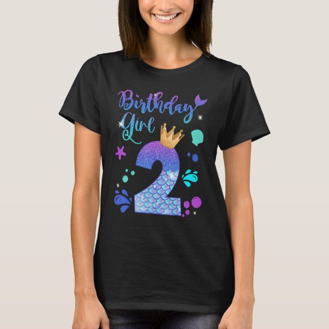 Mermaid Birthday Girl 2 Year Old Its My 2nd Bday M T-Shirt (Front)