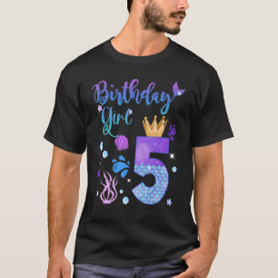 Mermaid Birthday Girl 5 Year Old Its My 5th Bday M T-Shirt