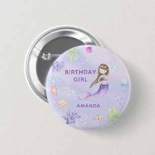 Mermaid Birthday GIRL 6 Cm Round Badge