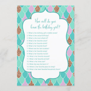 Mermaid Birthday Girl Game 5x7" Size Invitation