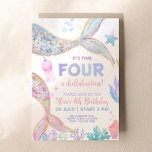 Mermaid Birthday Girl Under the Sea Invitation 