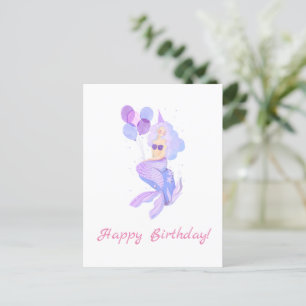 Mermaid Birthday Greeting Postcard