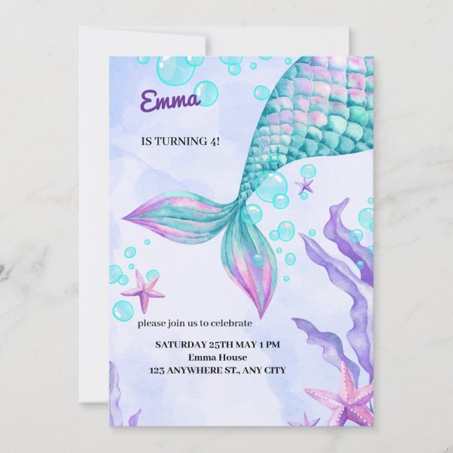 mermaid birthday invitation (Front)