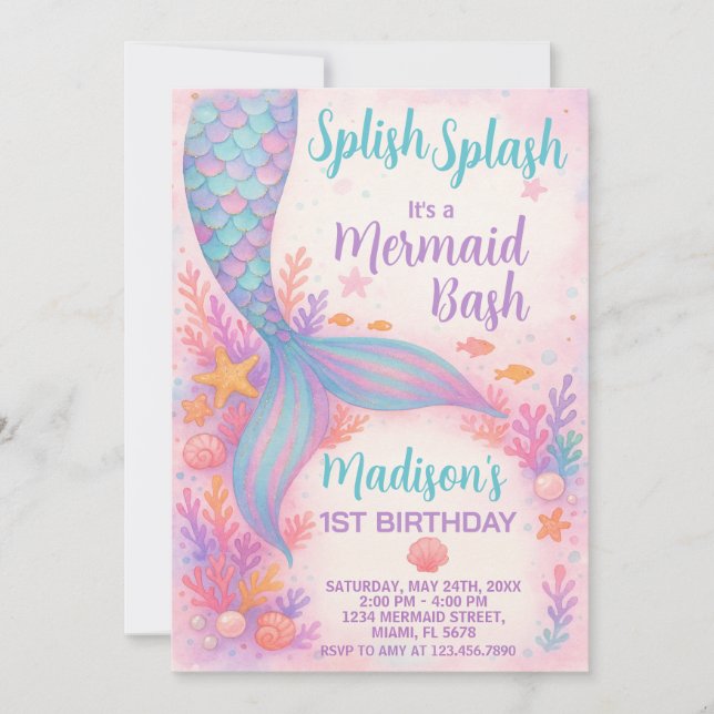 Mermaid Birthday Invitation (Front)