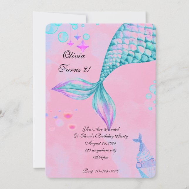 Mermaid Birthday Invitation (Front)