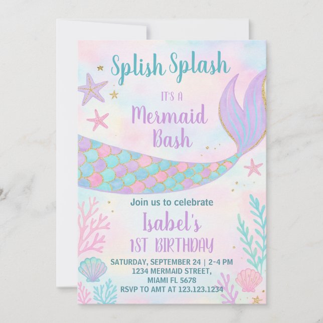 Mermaid Birthday Invitation (Front)