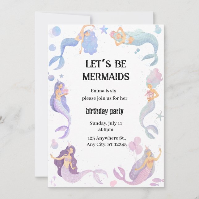 mermaid birthday invitation (Front)