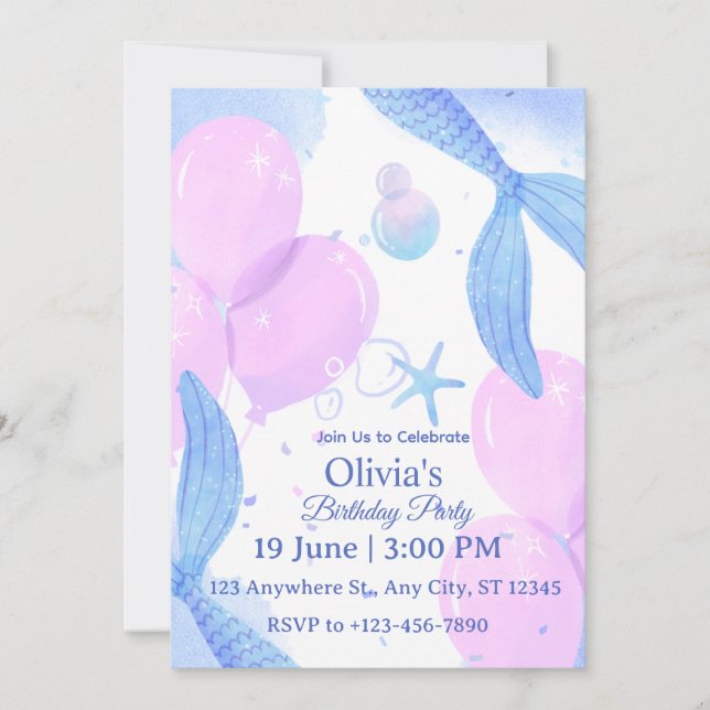 Mermaid Birthday Invitation (Front)