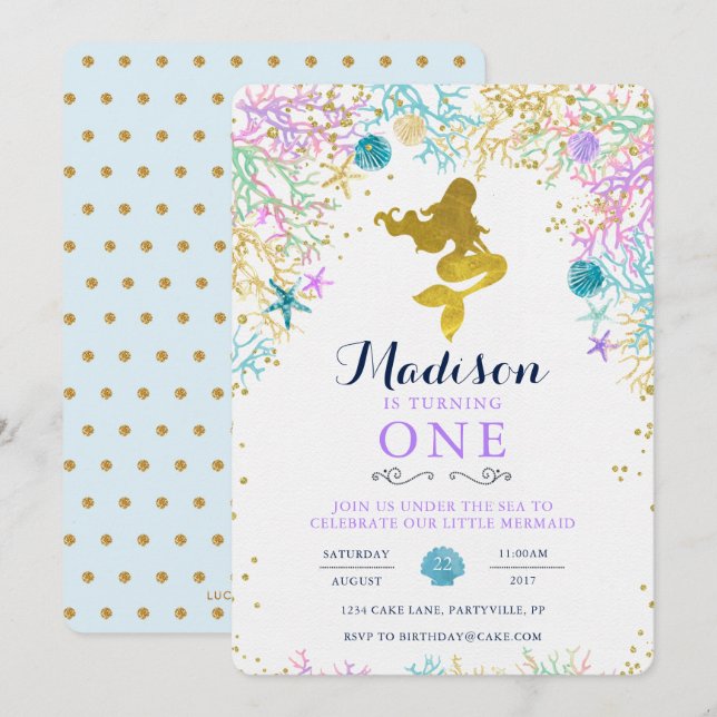 Mermaid Birthday Invitation (Front/Back)