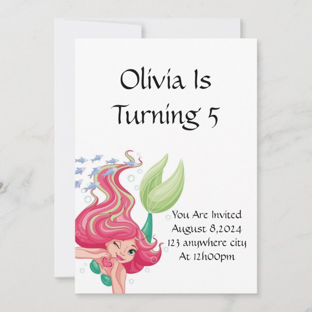Mermaid birthday invitation  (Front)