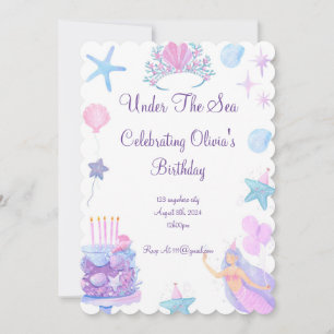 Mermaid Birthday Invitation For Girls Birthday 