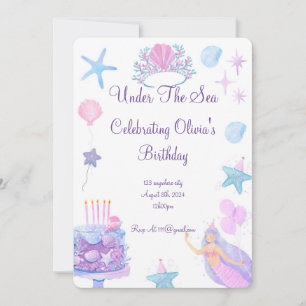 Mermaid Birthday Invitation For Girls Birthday 