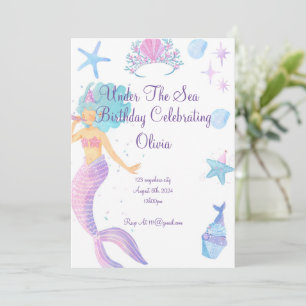 Mermaid Birthday Invitation For Girls Birthday 