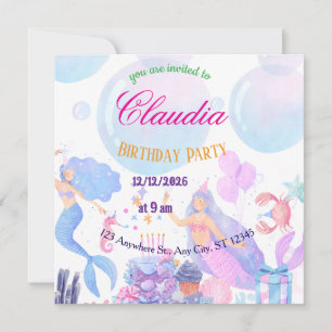 Mermaid Birthday Invitation for Kids