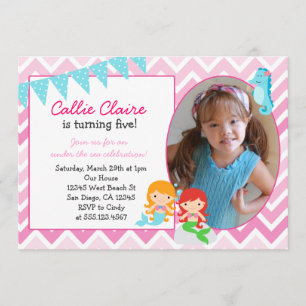Mermaid Birthday Invitation Invitations Photo card
