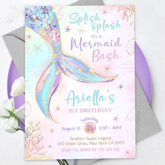 Mermaid Birthday Invitation Mermaid Bash Under Sea (Creator Uploaded)
