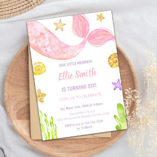 Mermaid Birthday Invitation, Mermaid Invitation