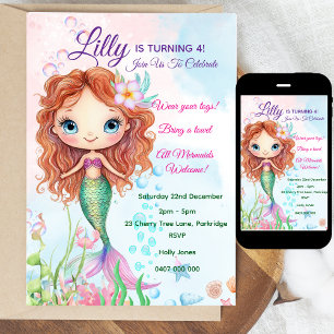 Mermaid Birthday Invitation - Personalised 