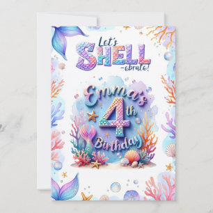 Mermaid Birthday Invitation Personalised  Name Age