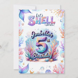 Mermaid Birthday Invitation Personalised  Name Age
