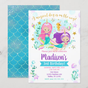 Mermaid Birthday Invitation / Swimming Pool Party