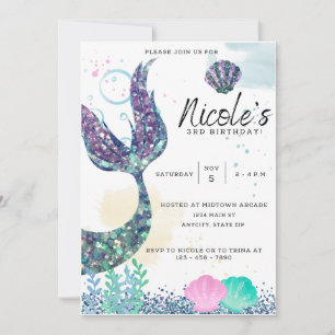Mermaid Birthday Invitation Template