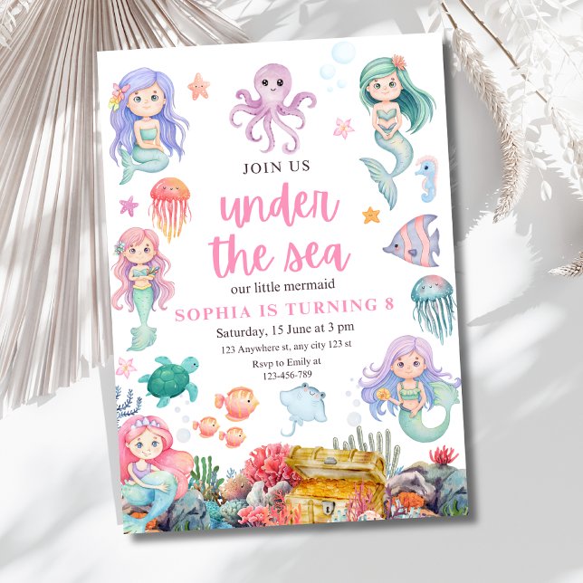 Mermaid Birthday Invitation, Under the Sea Mermaid Invitation (Creator Uploaded)