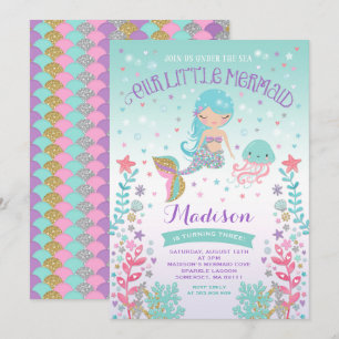 Mermaid Birthday Invitation Under The Sea Party