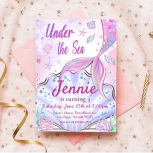 Mermaid Birthday Invitation Under The Sea Party