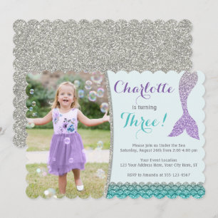 Mermaid Birthday Invitation with Photo