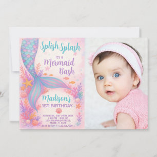 Mermaid Birthday Invitation with photo