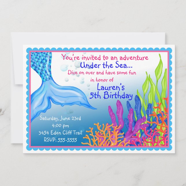 Mermaid Birthday Invitations (Front)