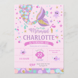 Mermaid Birthday Invitations Mermaid Party Pink
