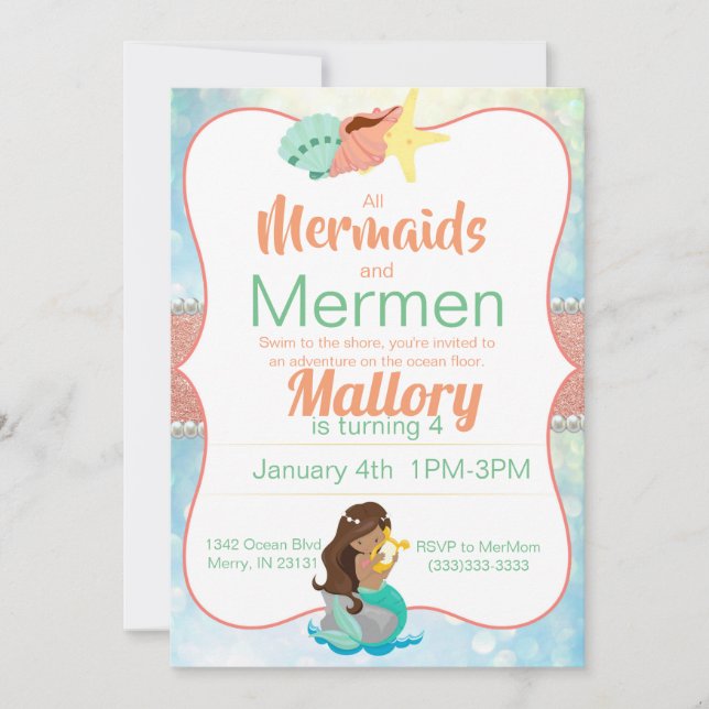 Mermaid Birthday Invite (Front)