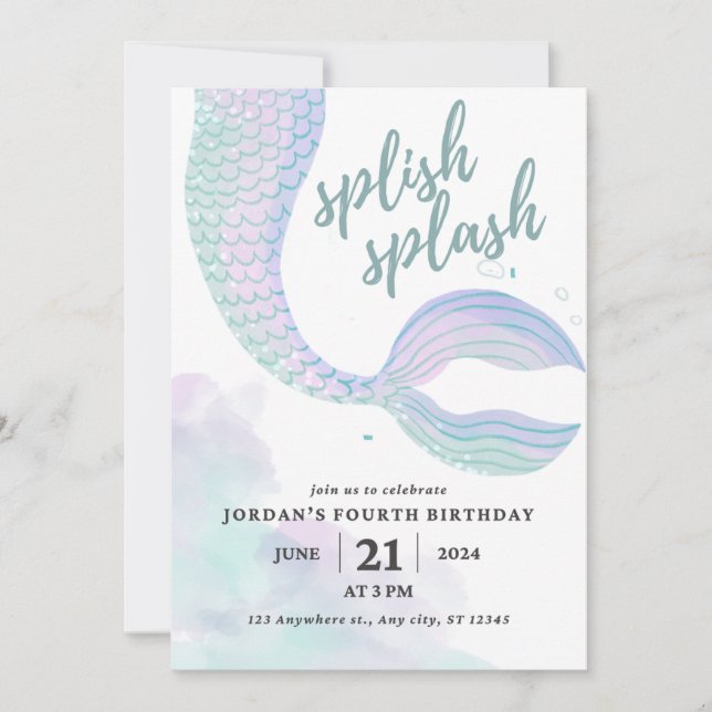 Mermaid Birthday Invite (Front)