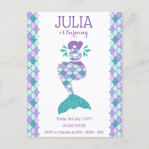 Mermaid Birthday Mermaid Number 8 Invitation Postcard