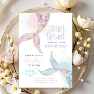 mermaid birthday, mermaid party invite, girls invitation