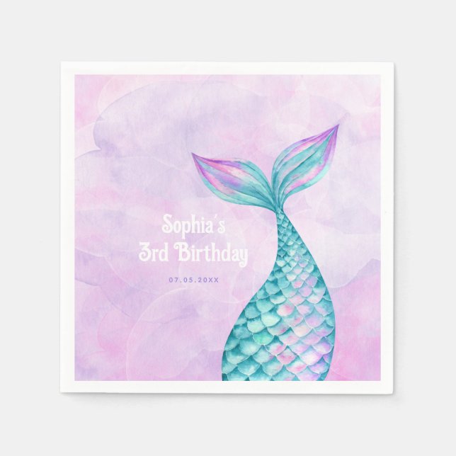Mermaid Birthday Napkin (Front)