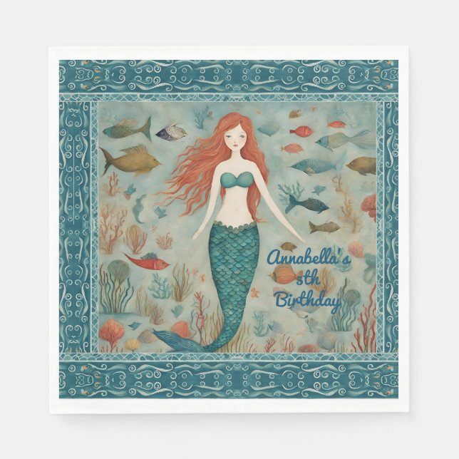 Mermaid Birthday Napkin (Front)