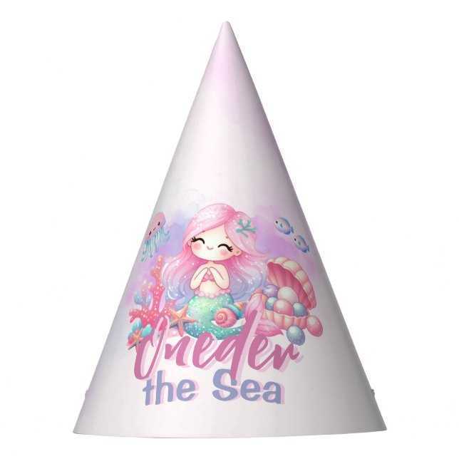 Mermaid Birthday | ONEder the Sea Party Hat (Front)