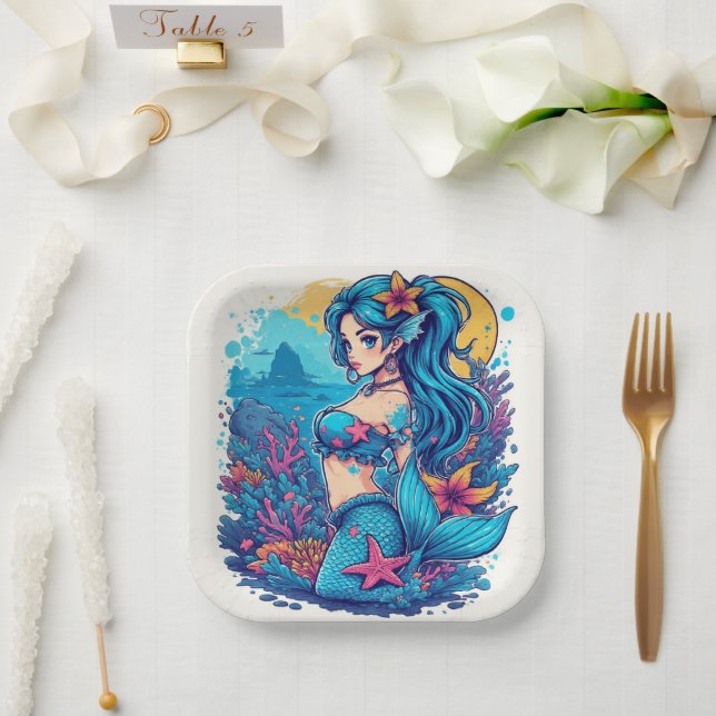 mermaid Birthday or Shower  Paper Plate (Wedding)